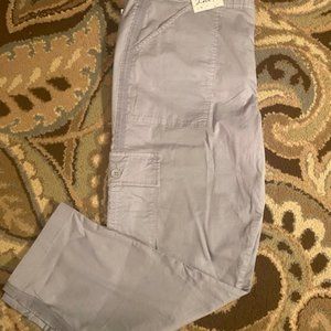 Cosmic Blue Love Ruched Back Cargo Capri Pant in Grey Mint Size 30 (Size 10)